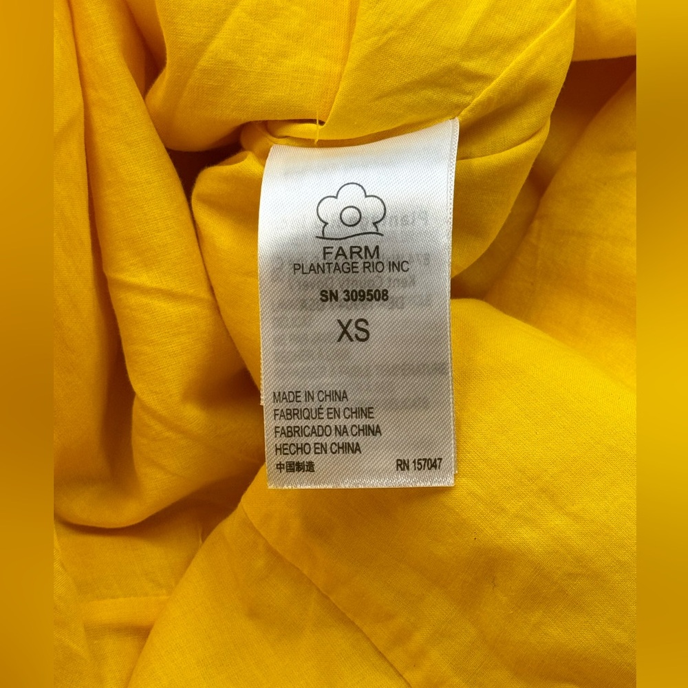 🆕 FARM Rio 🧿 NWOT Linen Cut Out Midi Dress, Yellow - Size XS - Picture 13 of 16